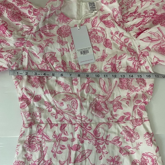 Cake For Dinner Claire Puff Sleeve Dress Garden Toile Pink Size Small NWT - Picture 6 of 9